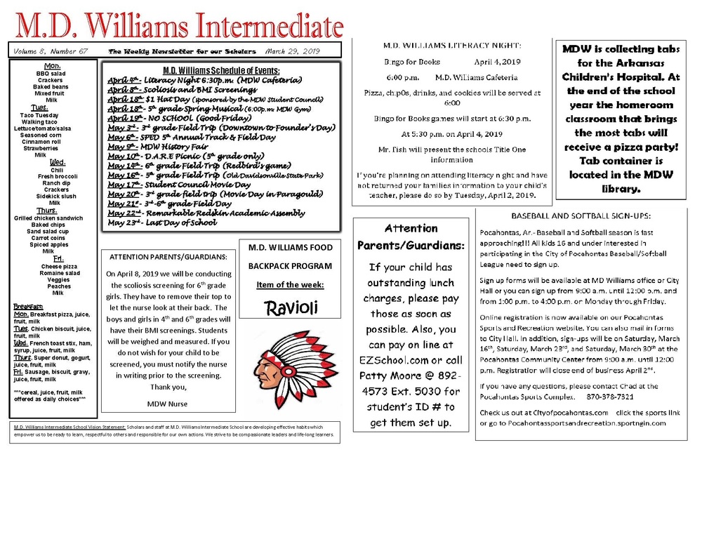 Weekly Announcements 3/29/19