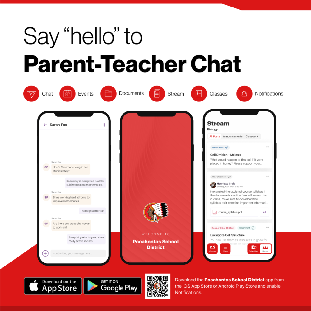 say hello parent teacher chat image of app open on phone