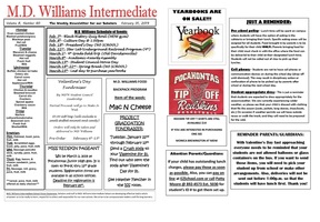 MD Williams Weekly Newsletter 2/1/19